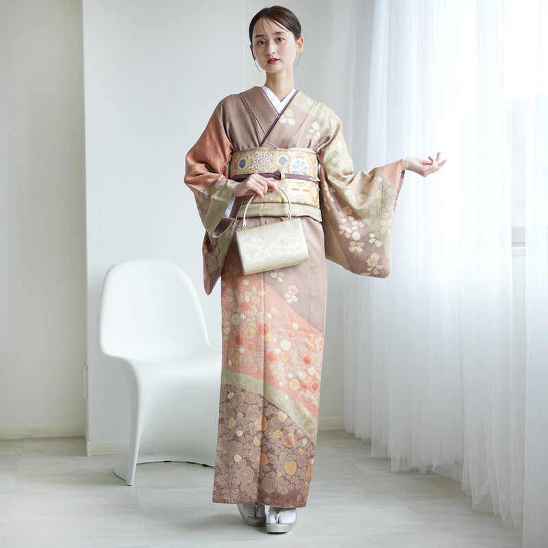 【レンタル】訪問着 着物セット きもの 正絹 フォーマル 結婚式 卒業式 お茶会 食事会 七五三 お宮参り 往復送料無料（1040604300）※2025年10～11月予約空き無し