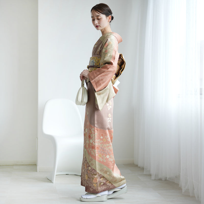 【レンタル】訪問着 着物セット きもの 正絹 フォーマル 結婚式 卒業式 お茶会 食事会 七五三 お宮参り 往復送料無料（1040604300）※2025年10～11月予約空き無し