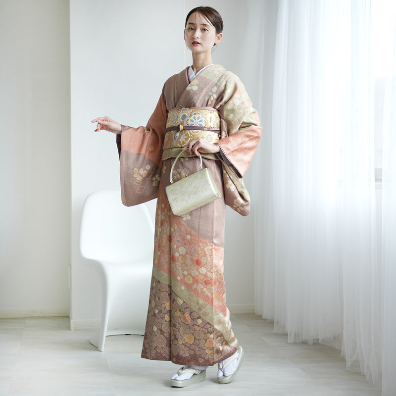 【レンタル】訪問着 着物セット きもの 正絹 フォーマル 結婚式 卒業式 お茶会 食事会 七五三 お宮参り 往復送料無料（1040604300）※2025年10～11月予約空き無し