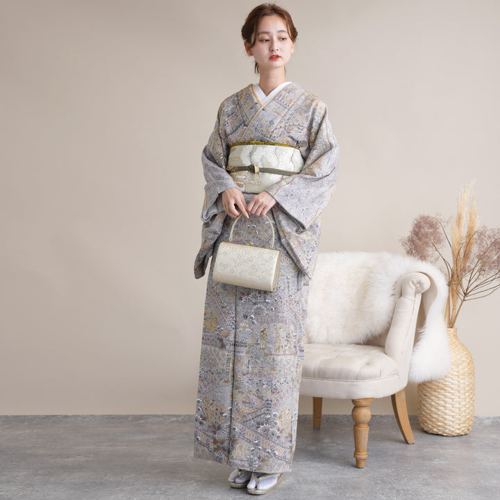 訪問着　4点フルセット 259 C正絹 七五三 お宮参り 結婚式 レンタル】訪問着 着物セット きもの 正絹 フォーマル 結婚式