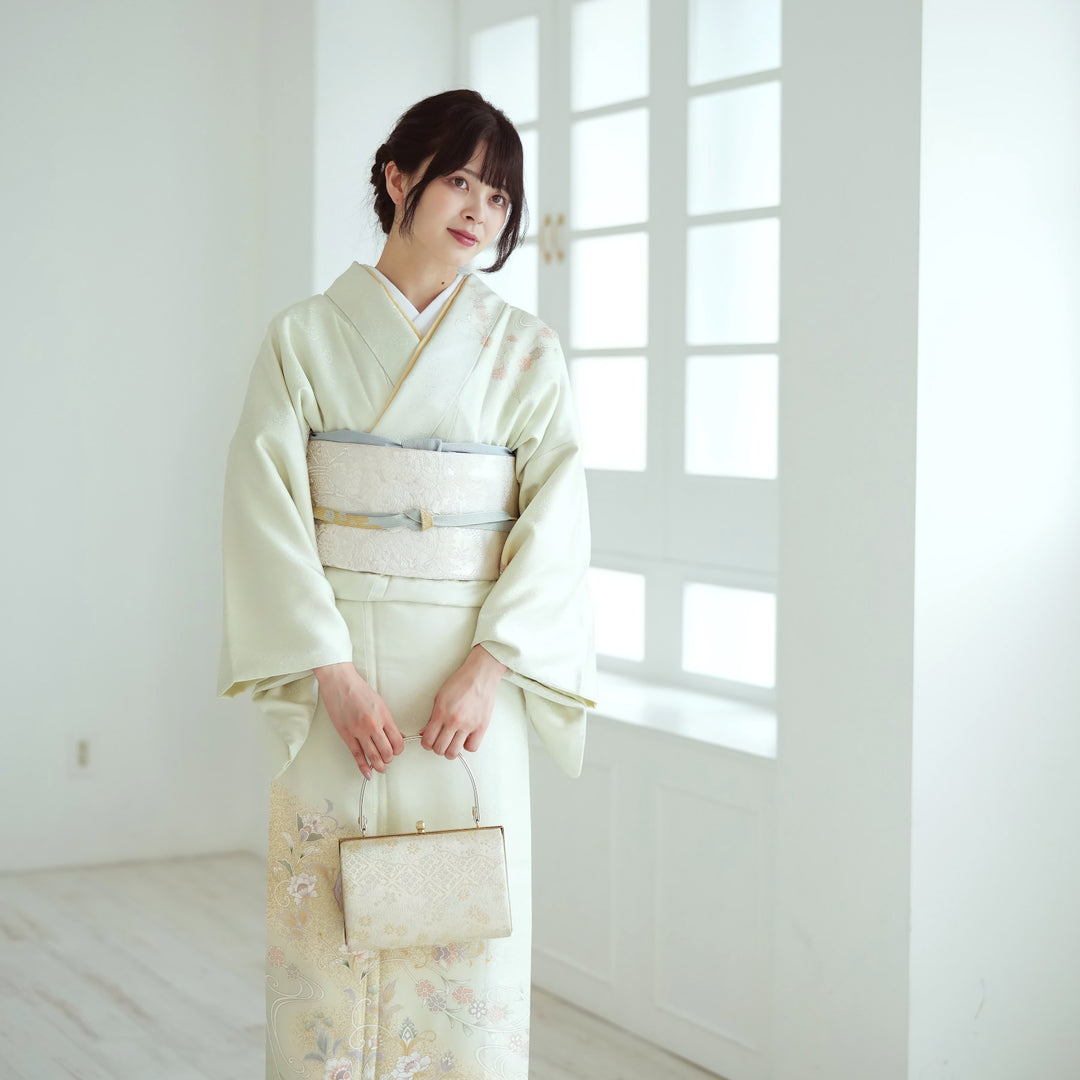 yui☆訪問着フルセット　高級袋帯　西陣織　鳥の子　七五三　　訪問着セット 訪問着セット】レディース/30-107BN/35-476BN/LLサイズ//結婚式