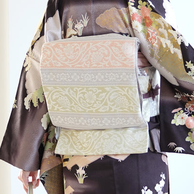 【レンタル】 訪問着 20点セット 墨黒系 西陣織帯 丹後ちりめん 金彩雲取 菊 梅 松 入学式  お宮参り （1040610100）