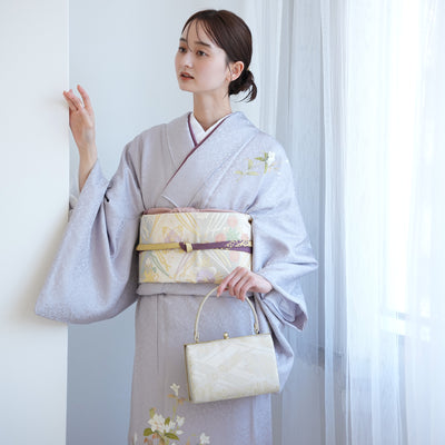 【レンタル】 訪問着 20点セット 藤色系 ラベンダー 西陣織帯 ツツジ 花 入学式 結婚式  お宮参り （1040610400）