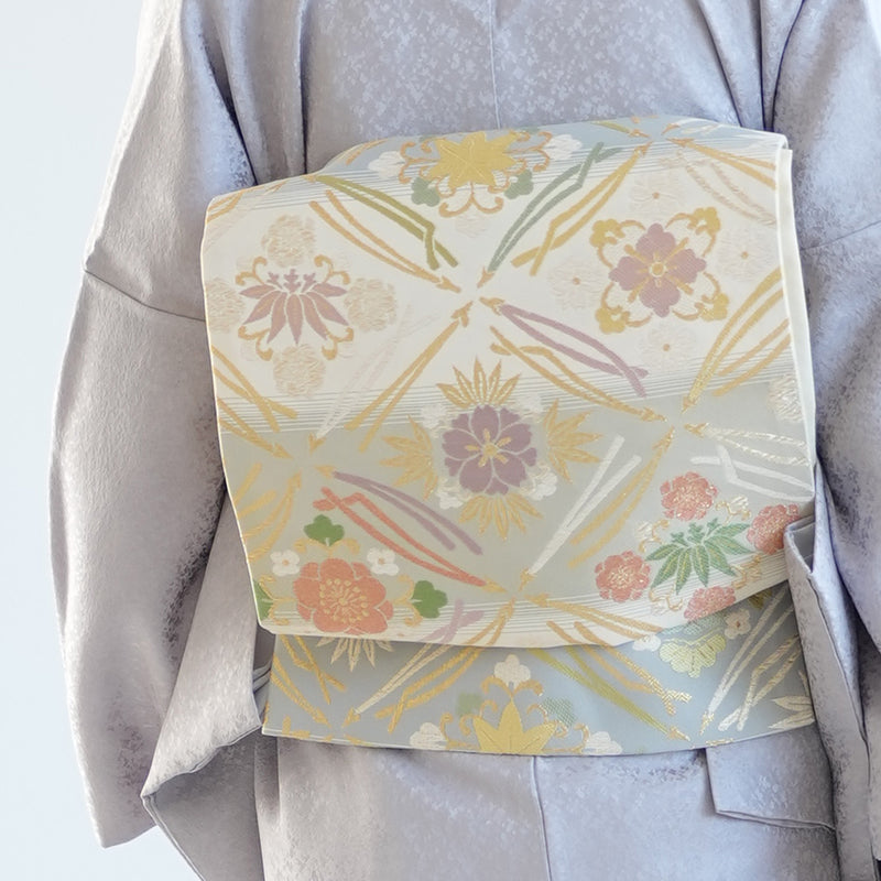 【レンタル】 訪問着 20点セット 藤色系 ラベンダー 西陣織帯 ツツジ 花 入学式 結婚式  お宮参り （1040610400）