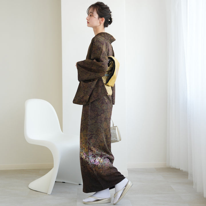 美品 丹後ちりめん 着物“スペシャルゲストを迎えて季節を繋ぐ蔦”訪問着T-2 美品 丹後ちりめん 着物“スペシャルゲストを迎えて季節を繋ぐ蔦