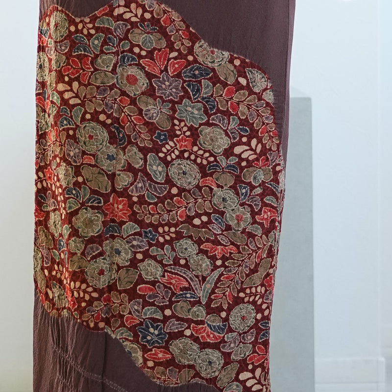 【レンタル】 訪問着 20点セット 正絹 絵羽 茶 えんじ 花 辻が花模様 絞り 入学式 卒業式 結婚式 お宮参り （1040612100）※2025年11月予約空き無し