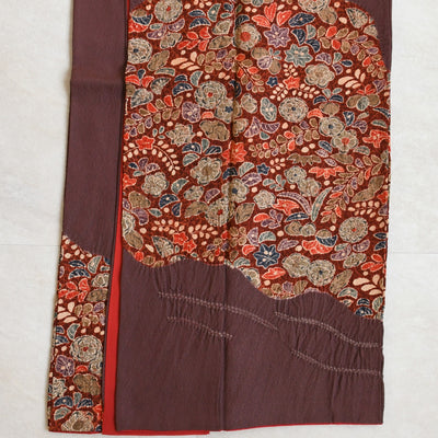 【レンタル】 訪問着 20点セット 正絹 絵羽 茶 えんじ 花 辻が花模様 絞り 入学式 卒業式 結婚式 お宮参り （1040612100）※2025年11月予約空き無し