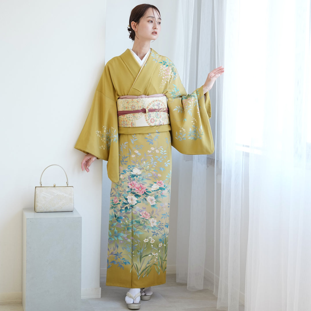 美品　一部しつけ糸付き　無地絵羽　正絹訪問着　フルセット4点　卒業式　入学式 レンタル】 訪問着 20点セット 正絹 絵羽 ラベンダー 紫 入学式 卒業式