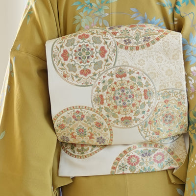 【レンタル】 訪問着 20点セット 正絹 絵羽 からし 黄色 緑 小花 入学式 卒業式 結婚式 お宮参り （1040612200）