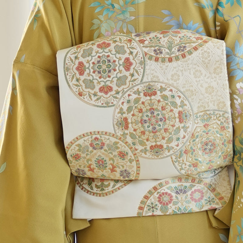 【レンタル】 訪問着 20点セット 正絹 絵羽 からし 黄色 緑 小花 入学式 卒業式 結婚式 お宮参り （1040612200）