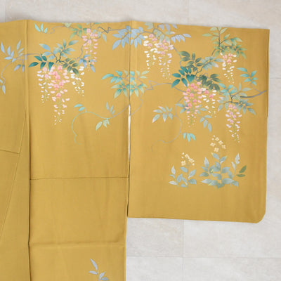 【レンタル】 訪問着 20点セット 正絹 絵羽 からし 黄色 緑 小花 入学式 卒業式 結婚式 お宮参り （1040612200）