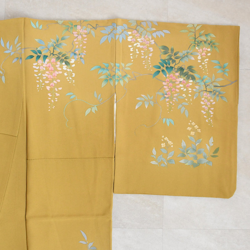 【レンタル】 訪問着 20点セット 正絹 絵羽 からし 黄色 緑 小花 入学式 卒業式 結婚式 お宮参り （1040612200）
