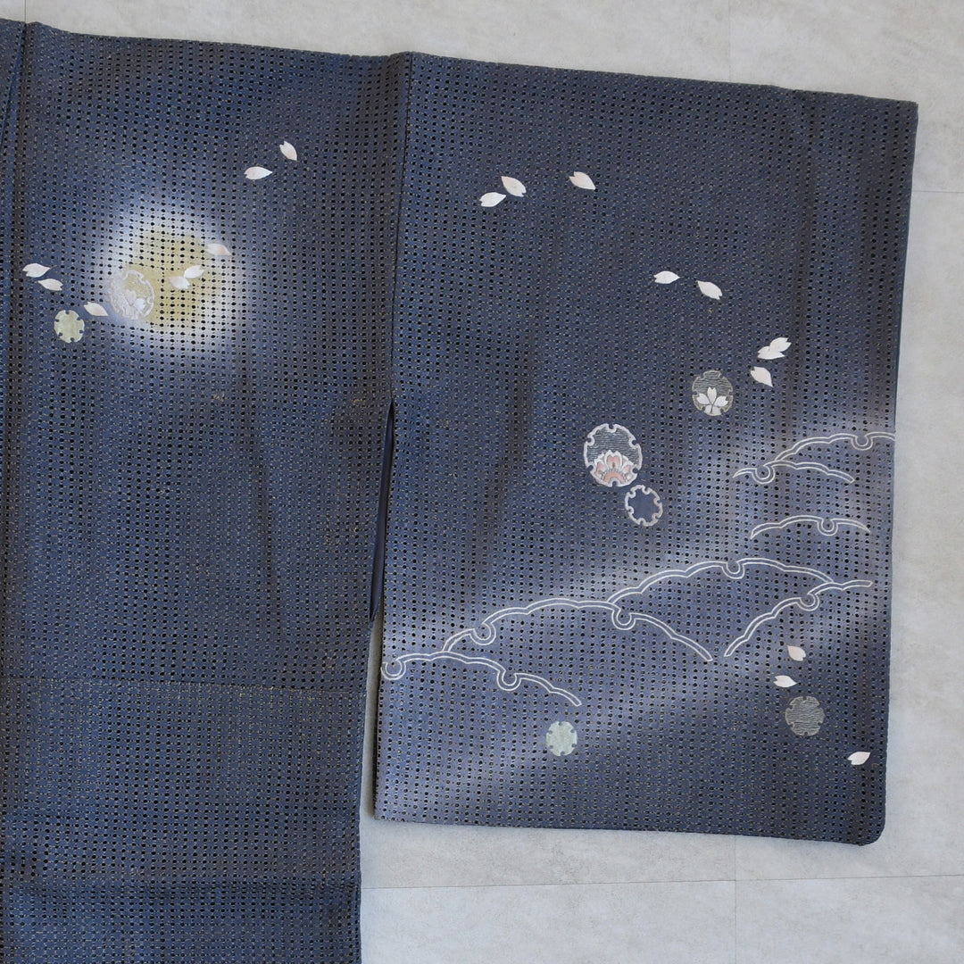 レンタル】 訪問着 20点セット 正絹 絵羽 グレー 汕頭刺繍 丹後