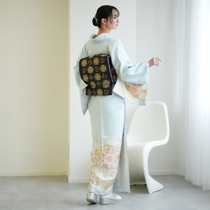 レンタル】 訪問着 20点セット 水色に唐花文 入学式 卒業式 結婚式 お 