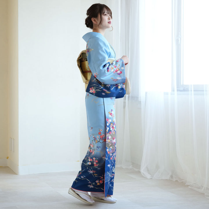 梅乃【117】正絹　訪問着　フルセット　裄66 七五三　お宮参り　結婚式 レンタル】訪問着 着物セット きもの フォーマル 結婚式 卒業式