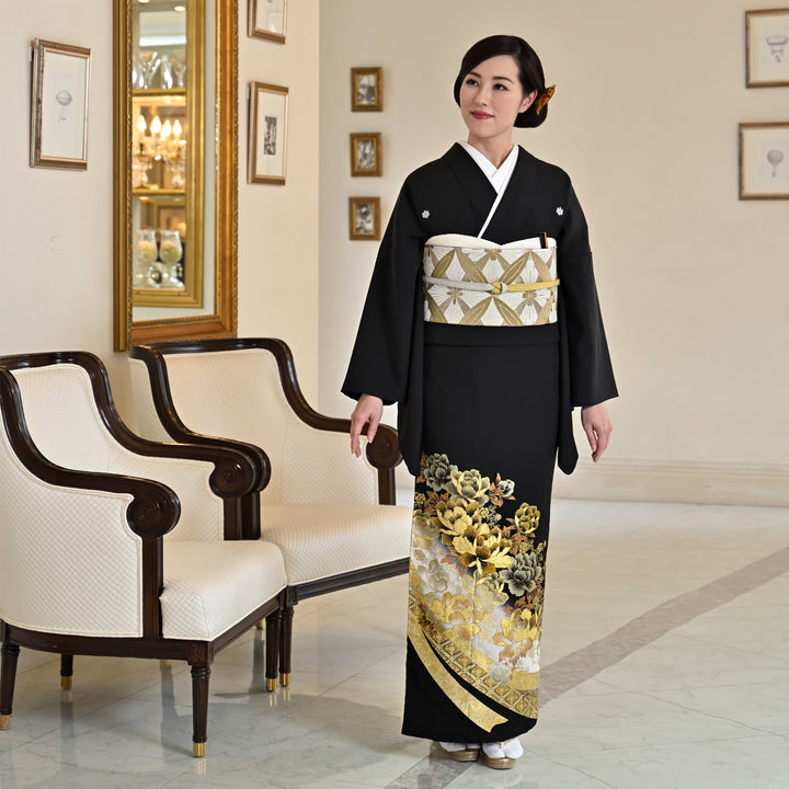 躾糸付未使用　正絹黒留袖　フォーマル　結婚式　160cm　l890 1045602400_1_f783c50f-1b2c-