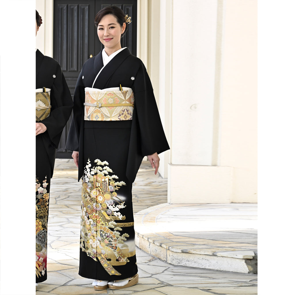 276116623a9流水扇重割付文 袋帯 着物 正絹 豪華 帯 和装 和服 礼装 kimono