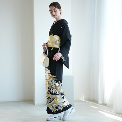 【レンタル】黒留袖 着物セット きもの フォーマル 高級 正絹 結婚式着物  新郎母 新婦母 第一礼装 フォトウェディング 往復送料無料（1045602600）