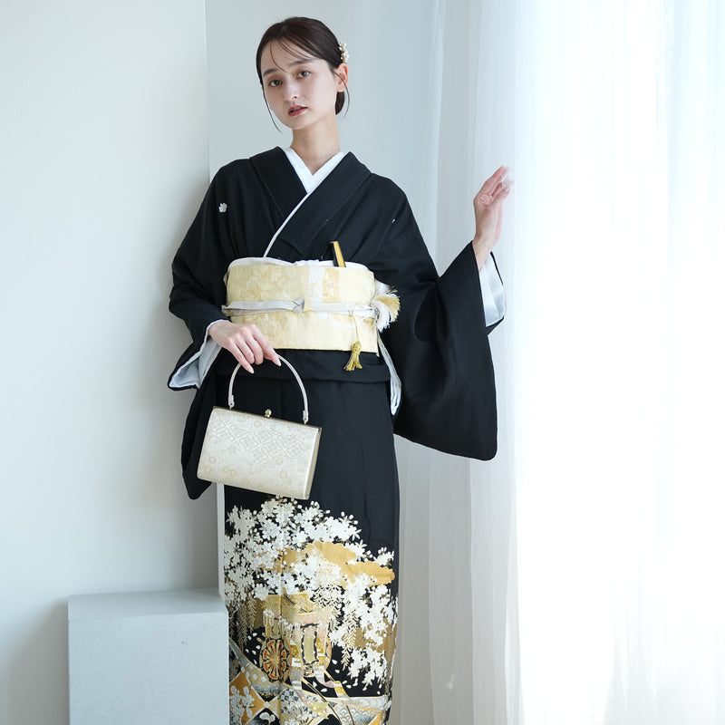 【レンタル】黒留袖 着物セット きもの フォーマル 高級 正絹 結婚式着物  新郎母 新婦母 第一礼装 フォトウェディング 往復送料無料（1045602600）