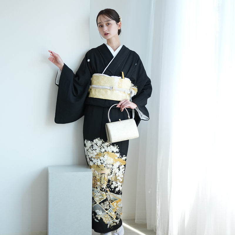 【レンタル】黒留袖 着物セット きもの フォーマル 高級 正絹 結婚式着物  新郎母 新婦母 第一礼装 フォトウェディング 往復送料無料（1045602600）