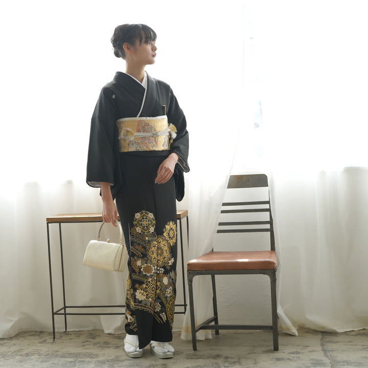 ❣️タイムセール❣️ 黒留袖✨フォーマル　結婚式　正絹 レンタル】黒留袖 着物セット きもの フォーマル 高級 正絹 結婚