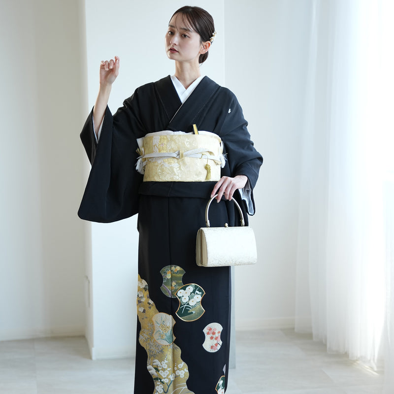 【レンタル】黒留袖 着物セット きもの フォーマル 高級 正絹 結婚式着物  新郎母 新婦母 第一礼装 フォトウェディング 往復送料無料（1045603000）