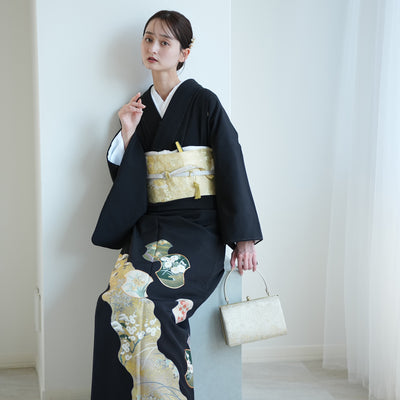 【レンタル】黒留袖 着物セット きもの フォーマル 高級 正絹 結婚式着物  新郎母 新婦母 第一礼装 フォトウェディング 往復送料無料（1045603000）