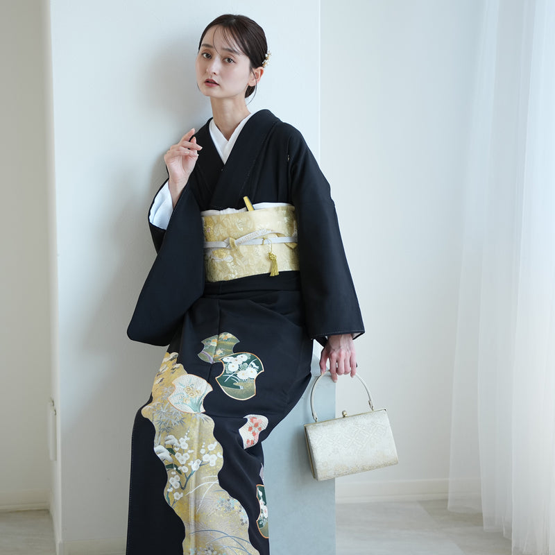 【レンタル】黒留袖 着物セット きもの フォーマル 高級 正絹 結婚式着物  新郎母 新婦母 第一礼装 フォトウェディング 往復送料無料（1045603000）