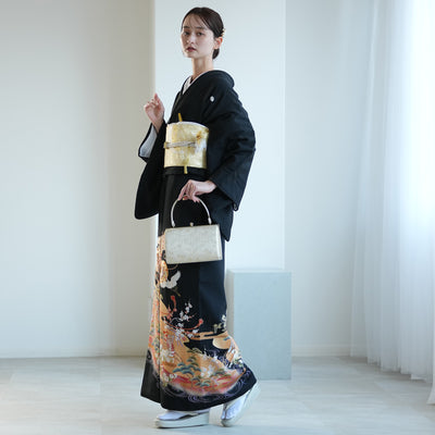 【レンタル】黒留袖 着物セット きもの フォーマル 高級 正絹 結婚式着物  新郎母 新婦母 第一礼装 フォトウェディング 往復送料無料（1045603600）