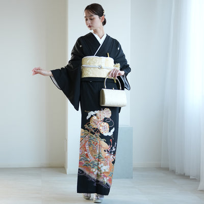 【レンタル】黒留袖 着物セット きもの フォーマル 高級 正絹 結婚式着物  新郎母 新婦母 第一礼装 フォトウェディング 往復送料無料（1045603600）