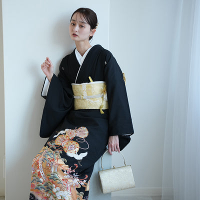 【レンタル】黒留袖 着物セット きもの フォーマル 高級 正絹 結婚式着物  新郎母 新婦母 第一礼装 フォトウェディング 往復送料無料（1045603600）