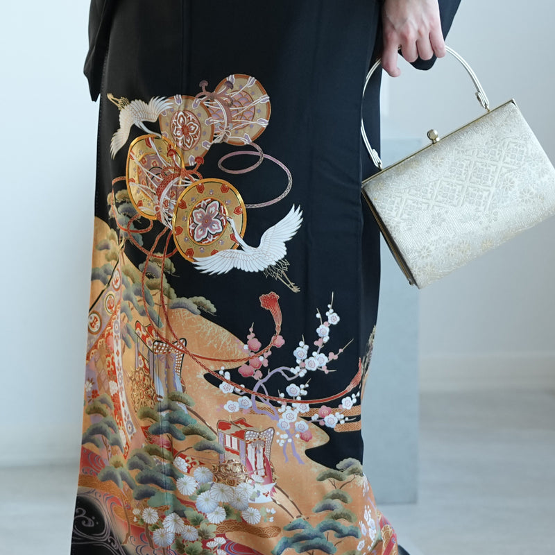 【レンタル】黒留袖 着物セット きもの フォーマル 高級 正絹 結婚式着物  新郎母 新婦母 第一礼装 フォトウェディング 往復送料無料（1045603600）