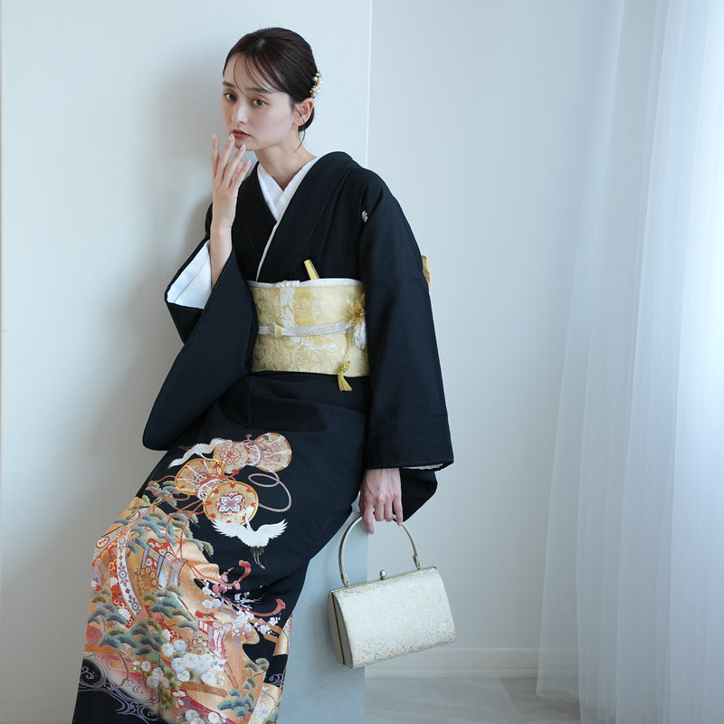 【レンタル】黒留袖 着物セット きもの フォーマル 高級 正絹 結婚式着物  新郎母 新婦母 第一礼装 フォトウェディング 往復送料無料（1045603600）