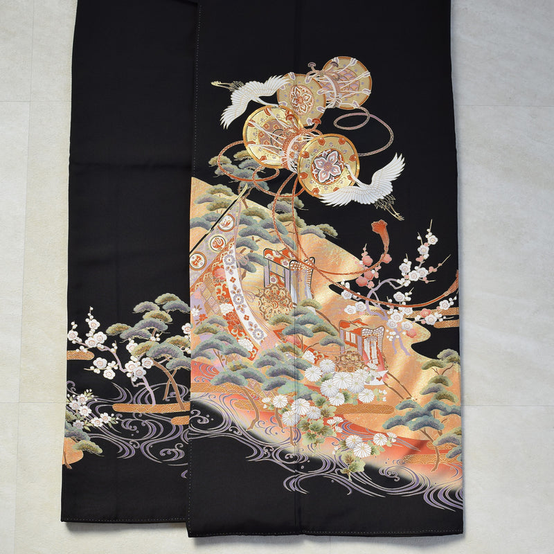 【レンタル】黒留袖 着物セット きもの フォーマル 高級 正絹 結婚式着物  新郎母 新婦母 第一礼装 フォトウェディング 往復送料無料（1045603600）