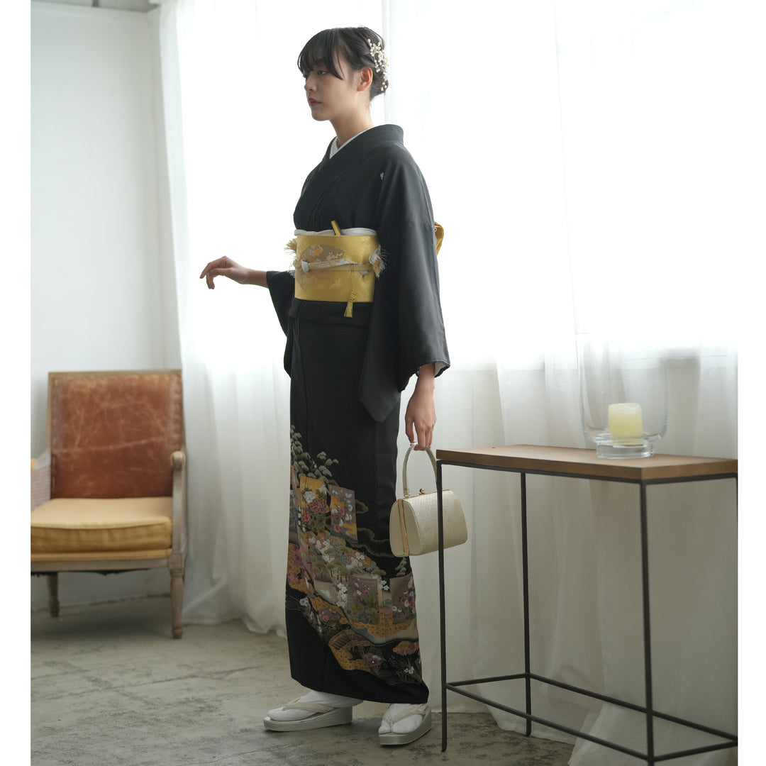 レンタル】黒留袖 着物セット きもの フォーマル 高級 正絹 結婚式着物
