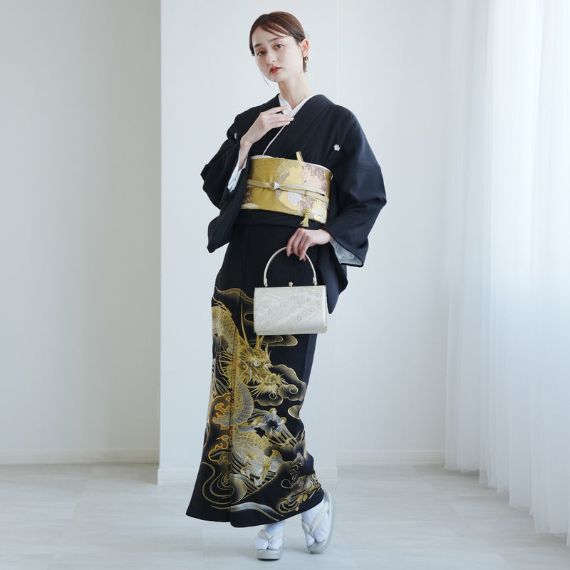 【レンタル】黒留袖 着物20点セット 桂由美 金龍 フォーマル 高級 正絹 結婚式着物  KOTOHOGI ことほぎ 金彩友禅 第一礼装 フォトウェディング （1045605200）