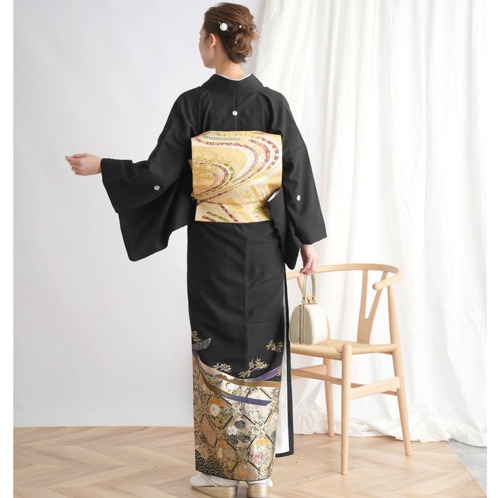 美品】 六通柄袋帯 雲取紋様 銀糸 黒留袖 色留袖 訪問着
