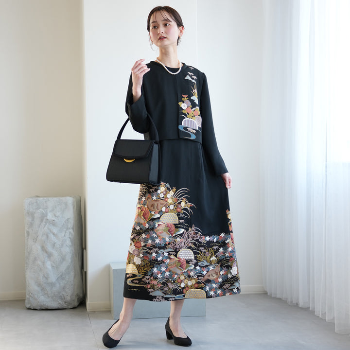 レンタル】留袖ドレス 四季の花々と鳥 ドレス単品 11号 ワンピース