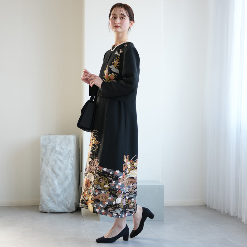 レンタル】留袖ドレス 四季の花々と鳥 ドレス単品 11号 ワンピース