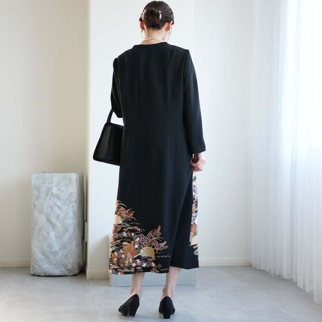 レンタル】留袖ドレス 四季の花々と鳥 ドレス単品 11号 ワンピース