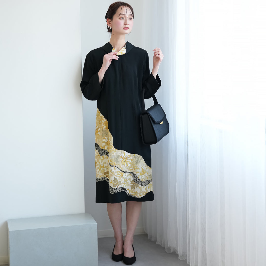 レンタル】留袖ドレス 金彩牡丹 ドレス単品 11号 ワンピース