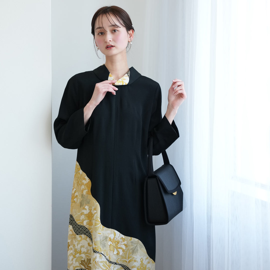 レンタル】留袖ドレス 金彩牡丹 ドレス単品 11号 ワンピース