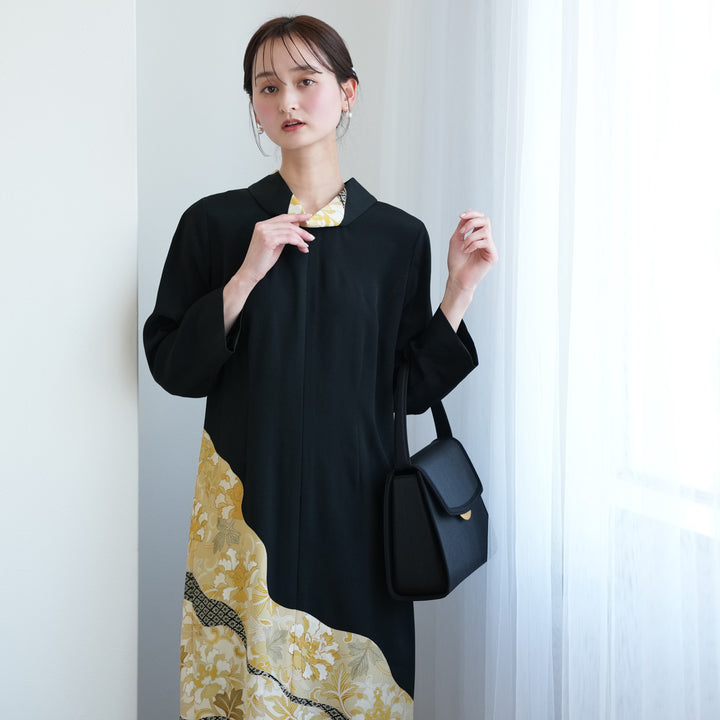 レンタル】留袖ドレス 金彩牡丹 ドレス単品 11号 ワンピース