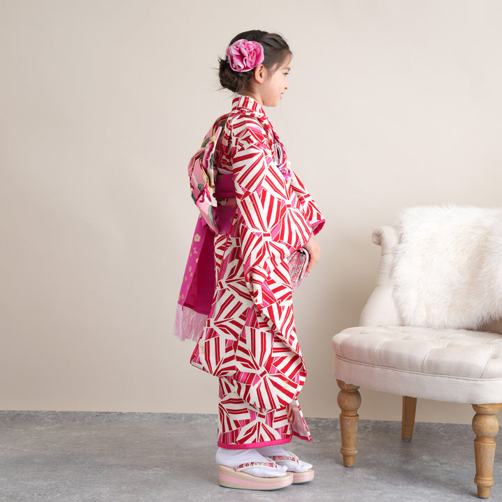 七五三　着物　七歳用　メゾピアノ 七五三 レンタル 着物 7歳 女の子 フルセット 115cm~125cm