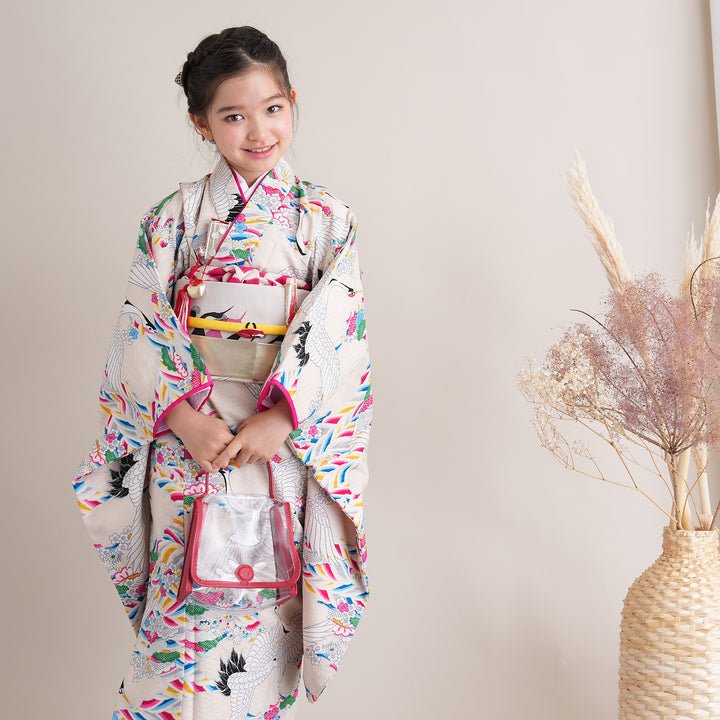 7歳着物 モダンアンテナ 刺繍衿付き襦袢セット 個性派のお嬢様へ レンタル】七五三 7歳 女の子 Modern Antenna モダンアンテナ
