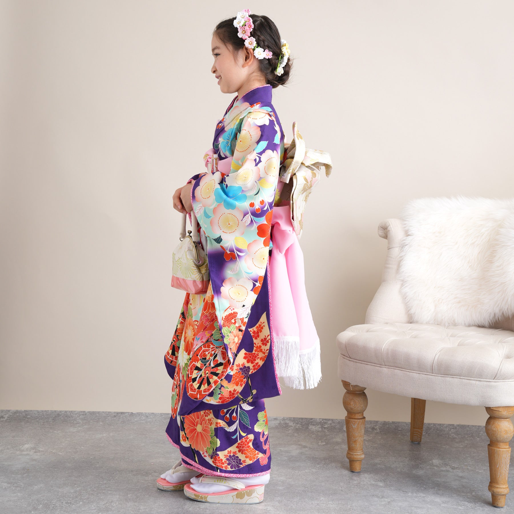 レンタル】七五三 7歳 女の子 乙葉 おとは 着物 日本製 作り帯 子供