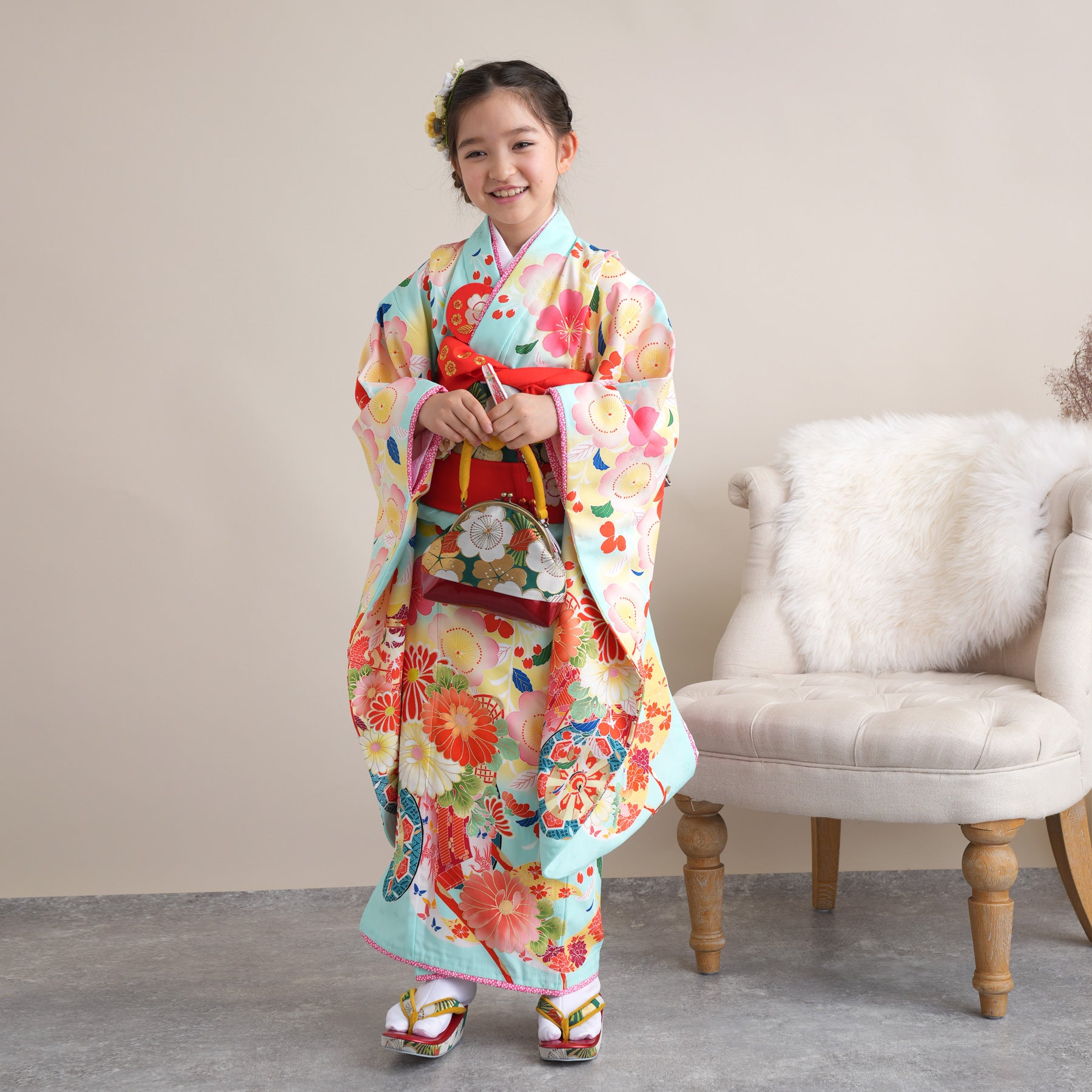 レンタル】七五三 7歳 女の子 乙葉 おとは 着物 日本製 作り帯 子供