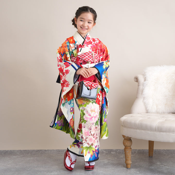 レンタル】七五三 7歳 女の子 九重×中村里砂 着物 日本製 作り帯