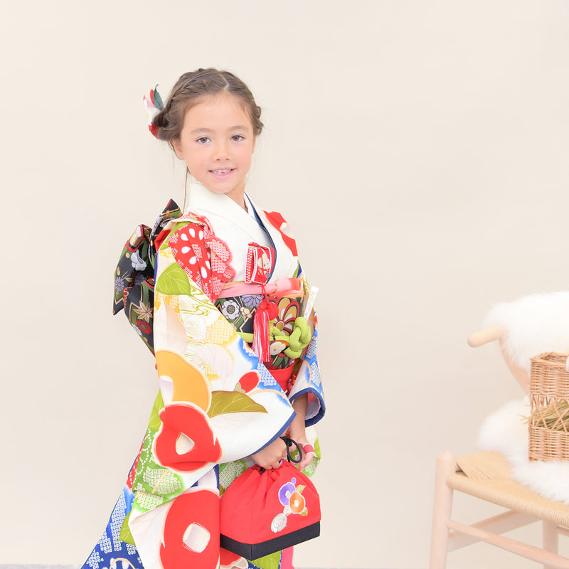 【レンタル】七五三 7歳 女の子 芸艸堂 うんそうどう 着物 日本製 作り帯 子供 kids 四つ身 お祝い着 往復送料無料 （1409605100）