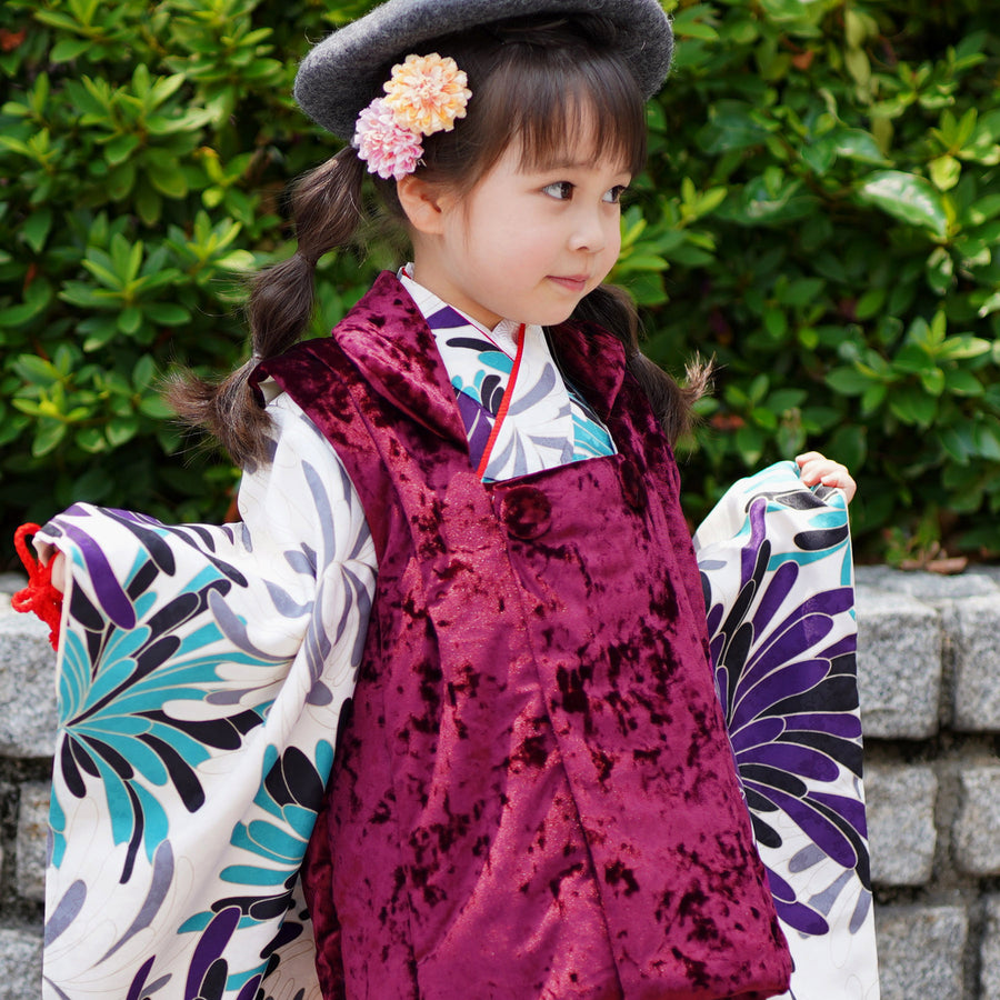 【美品】utatane 七五三着物セット 3歳 レンタル】七五三 7歳 着物 女の子 utatane レース 作り帯 子供